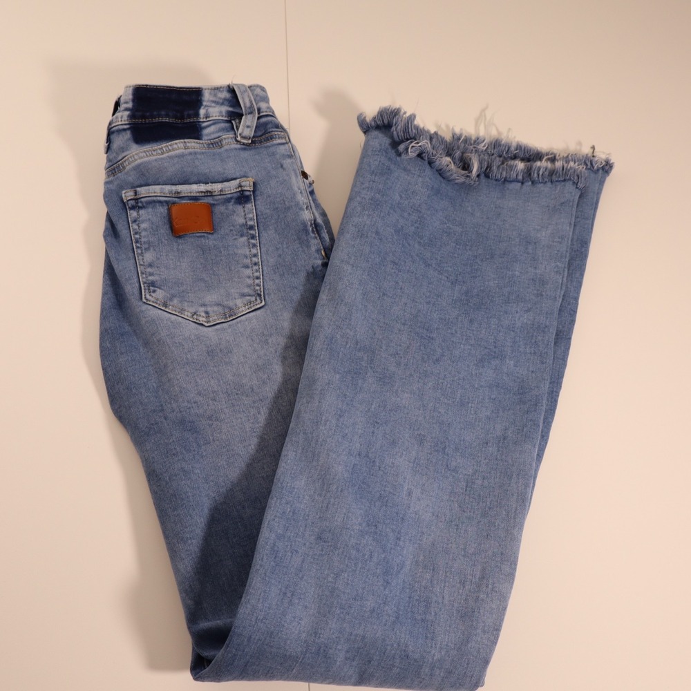 Jeans Womens Can Kan Blue Denim High Rise Trouser Flare Boho Western